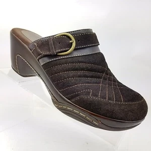 Bass Tebow Mules 9 M Brown Leather Slip On With Adjustable Strap Shoes Womens - Picture 1 of 9