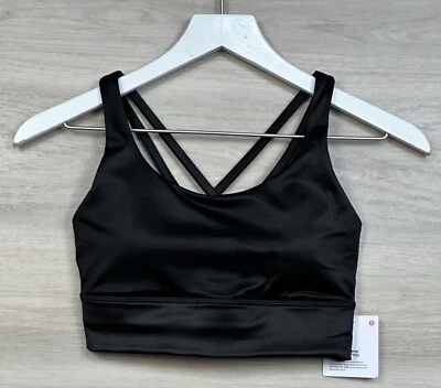 Sujetador Lululemon Energy Longline Talla 6 B-D Copa Lámina Negro Satinado NEGRO 77626 Foto 1 de 4
