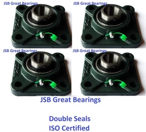 (Qty.4) UCF207-23 square flange bearings double seal four bolts 1-7/16 UCF207 - Picture 1 of 5