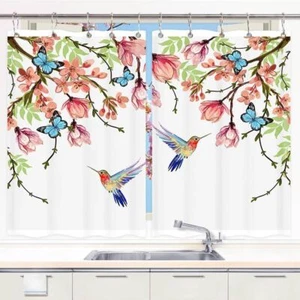 Hummingbird Curtains 2 Panel Set with Hooks for Kitchen Cafe Bathroom Waterproof - Picture 1 of 9