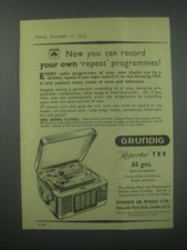 1954 Grundig Reporter TK9 Tape Recorder Advertisement - Now you can record