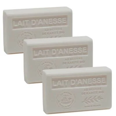 3 x 125g Bars -  Donkey Milk Scented French Soap with Organic Shea Butter - Image 1 of 3