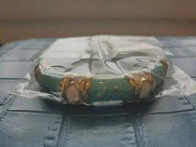 PULSERA BRAZALETE CON BISAGRAS ESMALTE TEXTURIZADO BLANCO FORNASH AQUA y detalles dorados nueva Foto 1 de 4