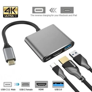 Converter USB 3.1 Type C 4K HDMI 3 in 1 Hub USB 3.0 PD Charging For Laptop PC - Picture 1 of 10