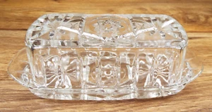Vintage Anchor Hocking Glass Covered Butter Dish Star of David - Picture 1 of 4