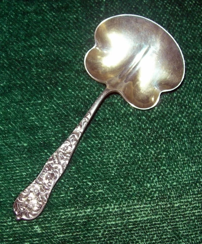 "Rococo" Floral Pattern 1888 by Dominick and Haff Sterling Silver Bon Bon Spoon Cover