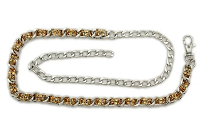 Cinturón Mujer Plata Metal Cadena Eslabón Cintura Estrecha Oro Bling Malla Cuentas M L XL Foto 1 de 4