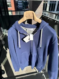 BRAND NEW Brunello Cucinelli Blue Cashmere Full Zip Hoodie Sweater Size M - Picture 1 of 2