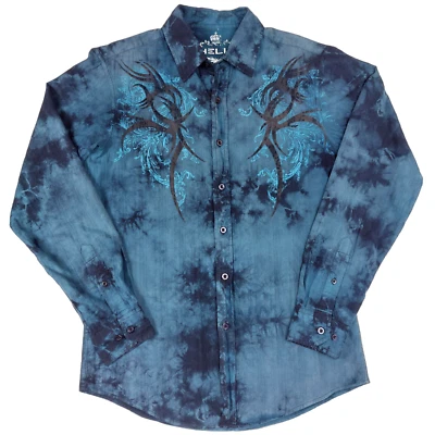 HELIX Men Sz S Black LS Textured Button Shirt Exclusive Design 100% Cotton - Image 1 of 4