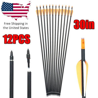 12件装30英寸碳箭SP 500狩猎适用于40-60磅复合和反曲弓 — 第 1/4 张图片