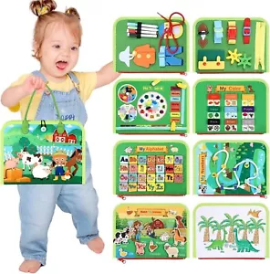 Toddlers Busy Book Board - Montessori Toys for 1 2 Year Old, Felt Sensory Travel - Picture 1 of 8