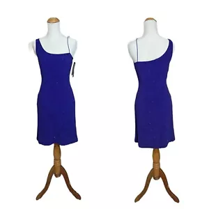 Vtg Y2K 90s Byer Too Glitter Dress Bodycon Mini Stretch One Shoulder NWT Sz S - Picture 1 of 6