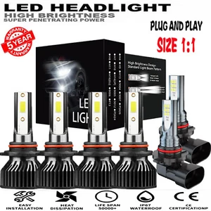For 2003 2004 2005 2006 GMC Sierra 1500 3500 LED Headlights + Fog Light 6x Bulbs - Picture 1 of 15
