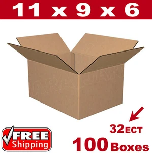 100- 11x9x6 Cardboard Boxes Mailing Packing Shipping Box 32ECT Corrugated Carton - Picture 1 of 1