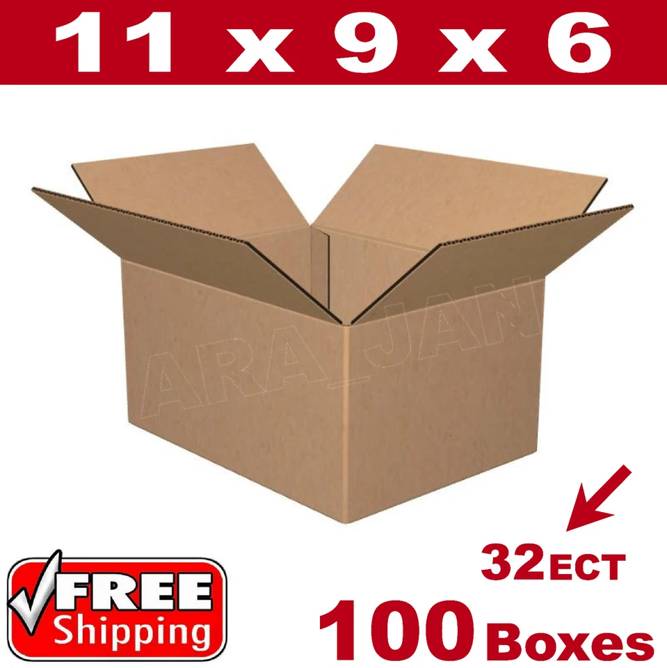 100- 11x9x6 Cardboard Boxes Mailing Packing Shipping Box 32ECT Corrugated Carton - Image 1 of 1