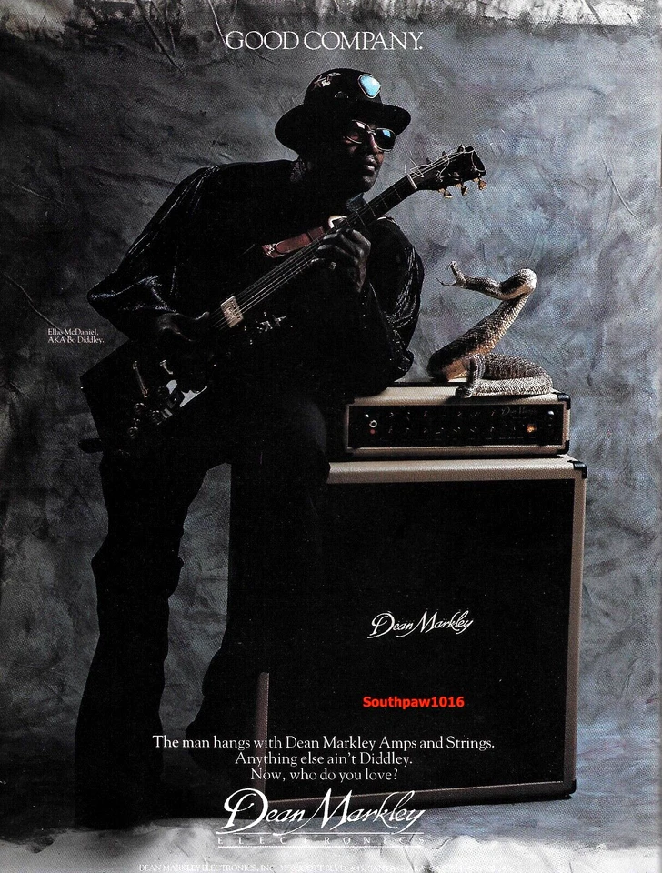 1986 Original Bo Diddley Dean Markley Amps & Strings Classic Print Ad - Image 1 of 1
