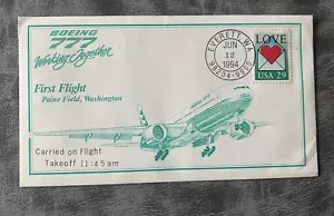 Boeing 777 First Flight Carried Envelope 6/12/1994 Paine Field - Picture 1 of 3