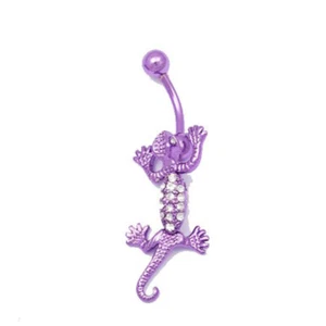 1- Cute Lizard Gecko Titanium IP Over Surgical Steel Barbell Body Moves B338 19 - Picture 1 of 3