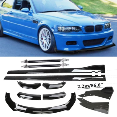Front Bumper Lip Splitter Spoiler Side Skirt Strut Rod For BMW 3 Series E46 M3 Foto 1 de 4
