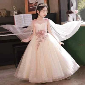 Girl Dress Sweet Elegant Performance Costume Girl Piano Evening Dress Cute Gown - Picture 1 of 22