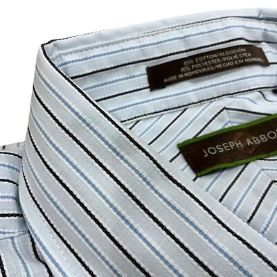 Nueva Camisa Joseph Abboud Abotonada Azul Rayas Mezcla Algodón 16.5 36/37 Foto 1 de 4
