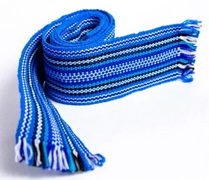 Ukrainian hand woven homespun Cossack Belt Blue KRAYKA for Vyshyvanka - Picture 1 of 7