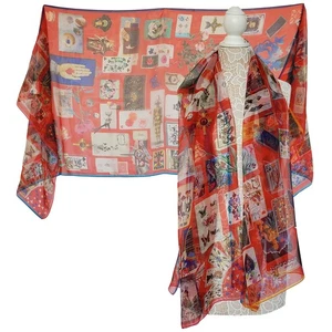CHRISTIAN LACROIX SCARF SILK MAISON DE JEU PRINT FOULARD LONG 69" x 27" - Picture 1 of 16
