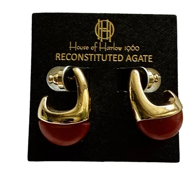 Pendientes de ágata reconstituida House of Harlow 1960 (rojo profundo) Foto 1 de 4