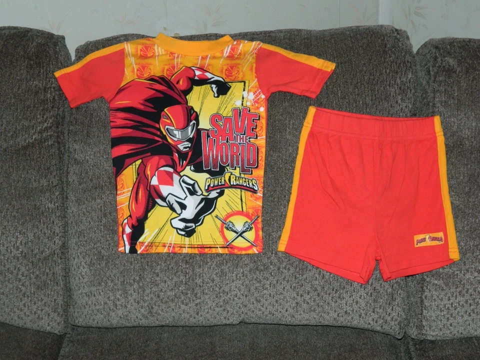 Винтажный пижамный набор из 2 предметов 1990-х Power Rangers SAVE THE WORLD красный рейнджер размер 6 - Изображение 1 из 4