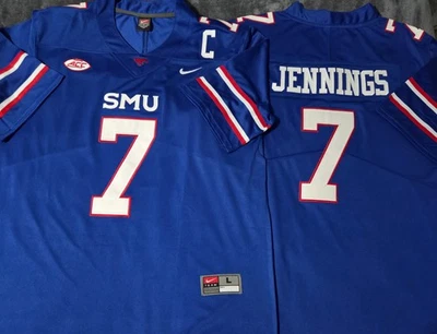¡Envío rápido gratis! Camiseta cosida Kevin Jennings SMU Mustangs 7 Foto 1 de 3