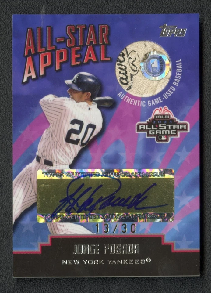 2004 Topps Clubhouse Collection Jorge Posada All Star Appeal Ball Patch Auto /30 - Image 1 of 2