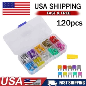 120PCS Micro Blade Fuse Assorted Kit Mixed Low Profile Mini Car Van Auto 5A-30A - Picture 1 of 14