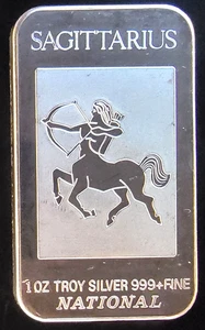 Sagittarius Lunar Series Zodiac National Mint Bullion-999 Silver 1 Oz Art Bar - Picture 1 of 2