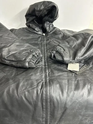 Chaqueta de bombardero de cuero genuino reversible United Face 5X para hombre con capucha ESTILO RARO Foto 1 de 4