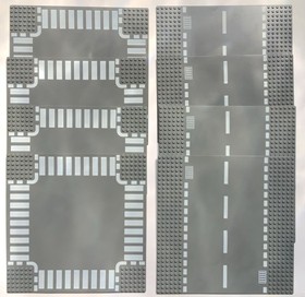 LEGO CITY 7280 Straight and Crossroad Road Plates 4 sets 32x32 Studs 10x10 Inch