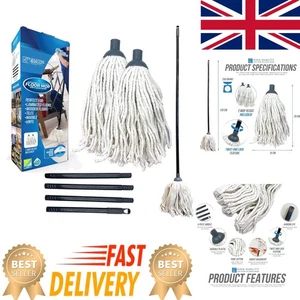 Strapazierfähiges Baumwoll-Bodenwischer-Set mit extra Nachfüllpackung - ideal für Zuhause & Büro - Bild 1 von 9