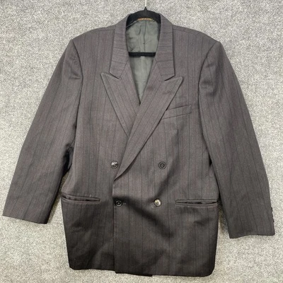 Ted Lapidus Blazer Charcoal Gray Burgundy Striped Suit Jacket Wool Made In Italy - Image 1 of 4