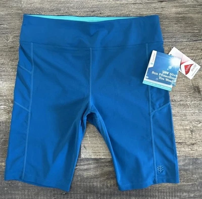 Coolibar женщин Santa Cruz синий плавать короткий размер средний UPF 50 + защита от солнца - Изображение 1 из 4