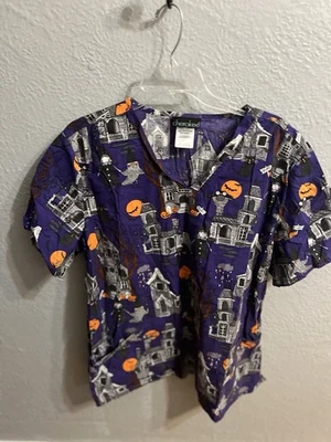 Cherokee  Scrub Top Woman's Purple  Halloween Size 3XL - Image 1 of 4