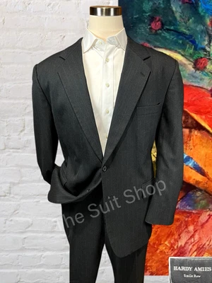 Traje De Colección Hardy Amies Savile Row 48L 41x34 Gris Oscuro Banqueros Rayas Denim Sensación Foto 1 de 4