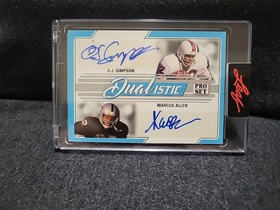 OJ Simpson & Marcus Allen  #1/9 2022 Leaf Pro Set Dualistic Auto HOF - Image 1 of 3