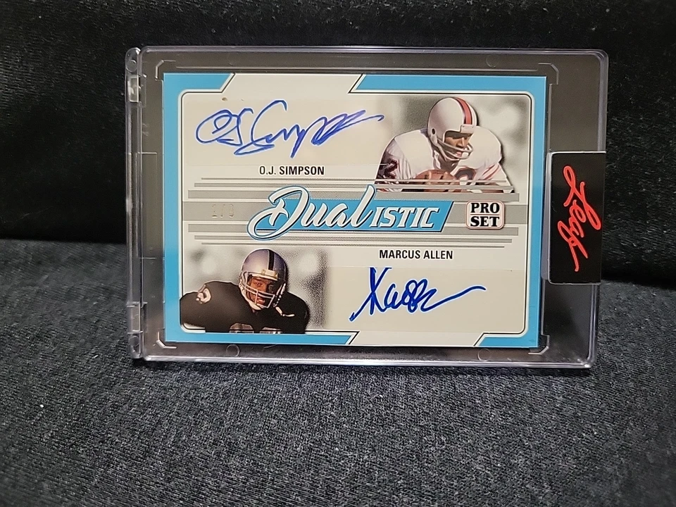 OJ Simpson & Marcus Allen  #1/9 2022 Leaf Pro Set Dualistic Auto HOF - Image 1 of 3