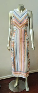 VESTIDO MIDI AJUSTADO A RAYAS 100% ALGODÓN VAINA ESPALDA RECORTADA CREMALLERA METÁLICA talla S - Imagen 1 de 4
