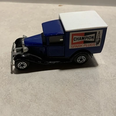 Matchbox Lesney Superfast 38 Model A Ford Van blue Champion, clear window, mint! - Image 1 of 4