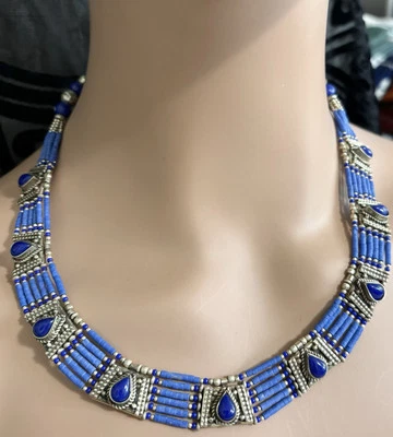 collar tibetano lapislázuli azul tono plata Foto 1 de 4