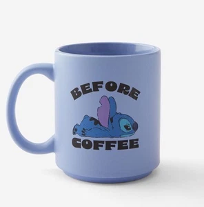 NEW OFFICIAL DISNEY STITCH ‘BEFORE COFFEE AFTER COFFEE!’ STONEWARE MUG CUP 2025 - Picture 1 of 4