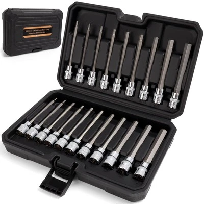 20PC 3/8" Drive Extra Long Allen Hex Bit Socket Set - Long Allen Socket Set c... - Image 1 of 4