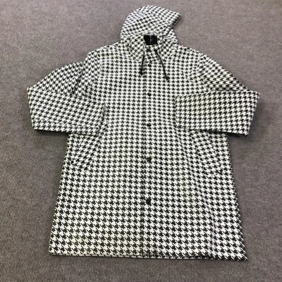 Stutterheim Jacket Womens XS Black White Houndstooth Hooded Raincoat Coat - Image 1 of 4