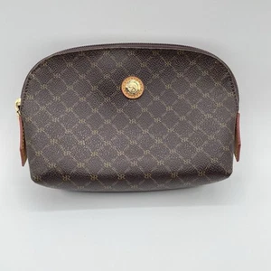 Rioni Moda Italia Small Signature Monogram Brown Cosmetic Pouch - Picture 1 of 9