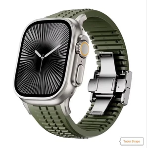 Grün Gummi Luxus Uhrenarmband Armband für NEU Apple Watch Ultra 3 2 1 49 mm  - Bild 1 von 3